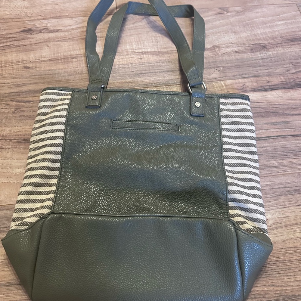 Thirty-One Olive and Striped Shoulder Bag